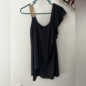 Blue/grey Betsy & Adam dress with silver shoulder strap